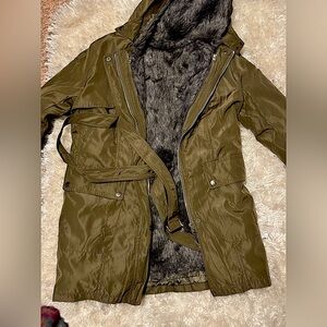 Olive Green Hooded Women's Coat